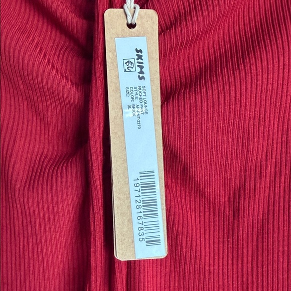 SKIMS Ribbed Drawstring Boot-Cut Pants in Deep Red - Picture 7 of 9